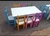 conjunto de mesa com 6 cadeiras coloridas