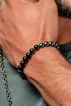 PULSEIRA DAVIS DE PEDRA NATURAL HEMATITA - comprar online