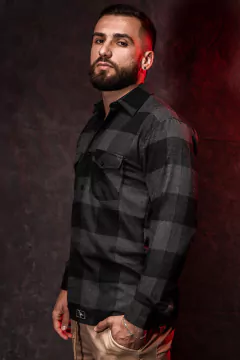 CAMISA MANGA LONGA FLANELADA XADREZ PRETO CINZA - loja online