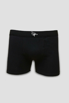 CUECA BOXER ALGODÃO PRETO RÁFIA