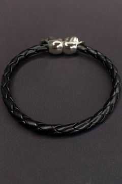 PULSEIRA ENIGMA DE COURO PRETO - Estilo Ráfia