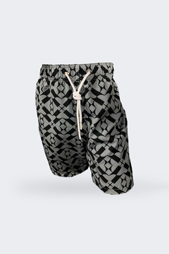 SHORT ESTAMPADO CINZA E PRETO