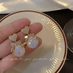 Corazón y perla, poste de plata .925