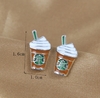 Aretes Starbucks , poste de plata .925