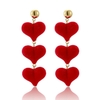Aretes corazones terciopelo rojo - comprar en línea