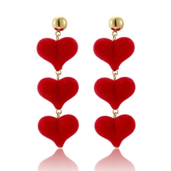 Aretes corazones terciopelo rojo - comprar en línea
