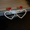 Aretes corazón incrustación poste de plata .925