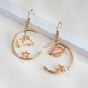 Aretes Gato y planeta rosa