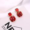 Aretes cubo rojo poste de plata .925