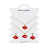 Set labios rojos, aretes, pulsera y collar