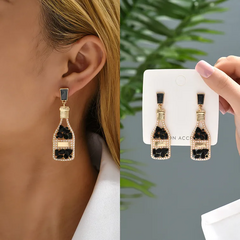 Aretes botella de vino incrustación - comprar en línea