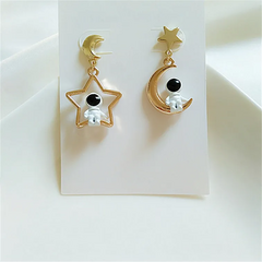 Astronautas aretes Poste de plata .925