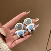 Astronautas terciopelo aretes, poste de plata .925
