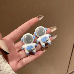 Astronautas terciopelo aretes, poste de plata .925