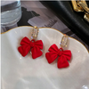 Aretes moño rojo , poste de plata .925 - comprar en línea
