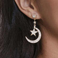 Aretes luna y estrella incrustación - comprar en línea