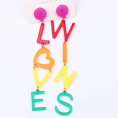Aretes largos love wins arcoiris