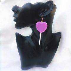 Aretes paleta corazón rosa - comprar en línea