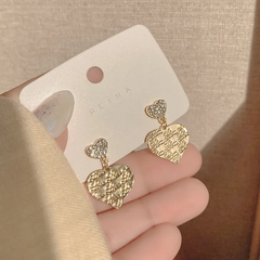 Corazón doble dorado, poste de plata .925