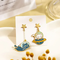 Gatitos astronautas, poste de plata .925
