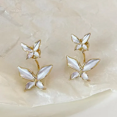 Mariposa doble, poste de plata .925 - comprar en línea