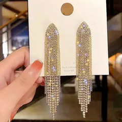 Aretes largos dorado y plateado, poste de plata .925 - comprar en línea