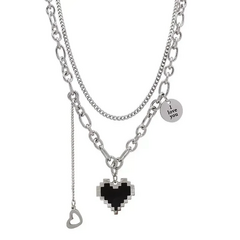 Collar corazón negro capas - comprar en línea