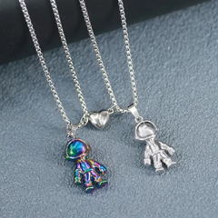 Collares astronautas con imán para parejas, amigas