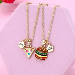 Collar pizza y hamburguesa mejores amigas, bff