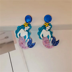 Aretes sirenas, unicornios Poste de plata .925 - Pink - Joyería, accesorios y material para bisutería 