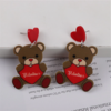 Aretes Osito y corazón acrílico