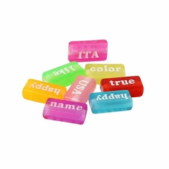 Cuenta rectangular con frase, 20 piezas