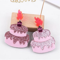 Aretes pastel rosa acrílico
