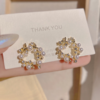 Aretes corona perlita Poste de plata .925