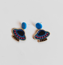 Aretes Nave extraterrestre, poste de plata .925