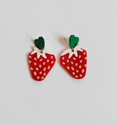 Aretes fresas , poste de plata .925