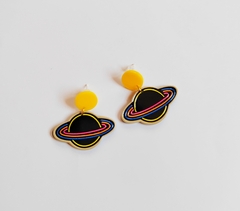 Aretes planeta poste de plata .925
