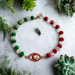 Pulsera tricolor ojo turco rojo