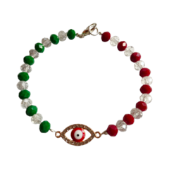 Pulsera tricolor ojo turco rojo - comprar en línea