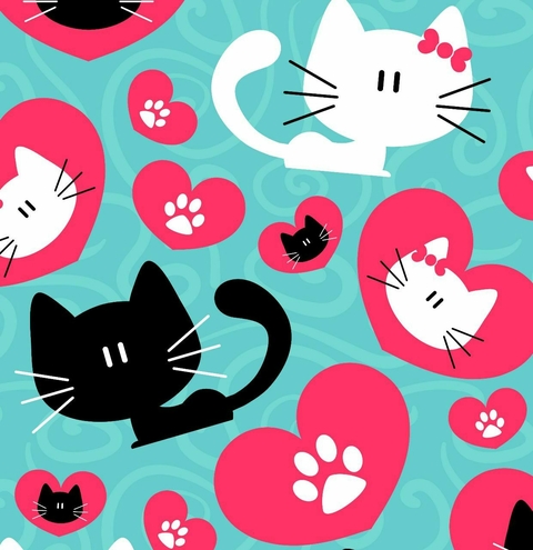 Conjunto Gatos Coração (MICROFIBRA)