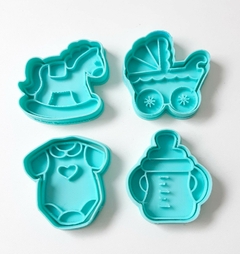 Kit de cortadores Chá de Bebê com carimbo - Kit 1