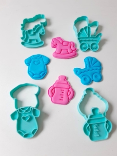 Kit de cortadores Chá de Bebê com carimbo - Kit 1 - comprar online