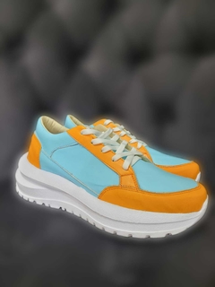 Modelo Malaga celeste con naranja - tienda online