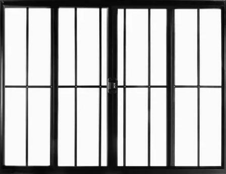 VITRO 4 FOLHAS COM GRADE PRETA LINHA MODULAR