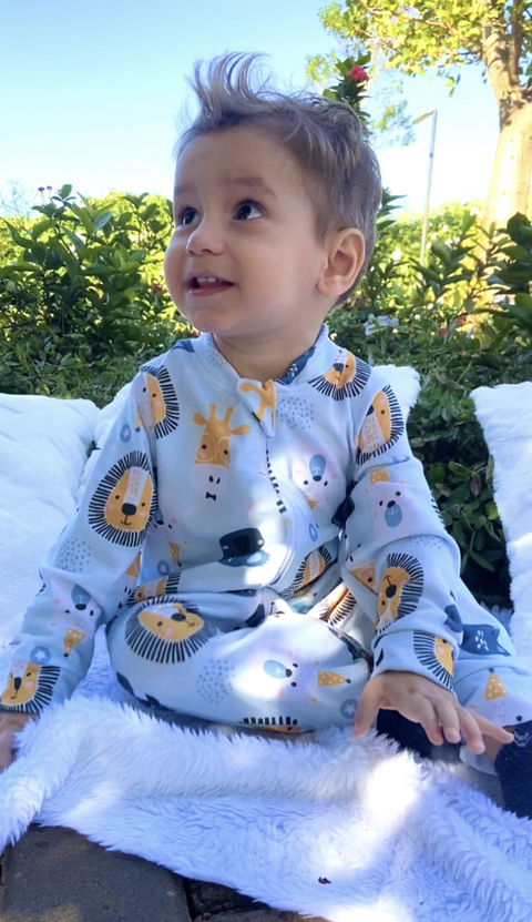 Macacão Molecotton Azul Leão