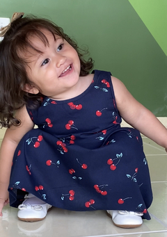 Vestido Cereja - Decote em "V" nas costas + laço. - comprar online