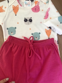 Conjunto Animais Calça Rosa