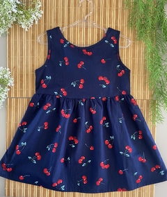 Vestido Cereja - Decote em "V" nas costas + laço. - BabyNi