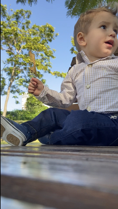 Camisa Quadriculada Branca e Bege - BabyNi