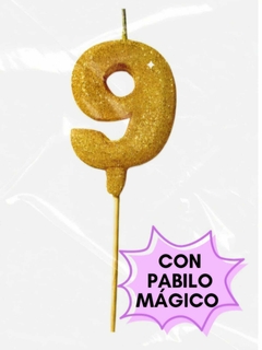 Velas bisel gibreada dorada (N°0-9) - tienda online